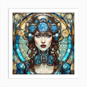 Steampunk Girl In Blue Art Print