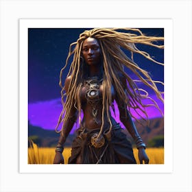 Woman With Dreadlocks 4 Art Print