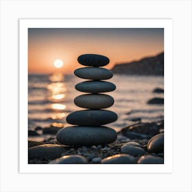 Balancing Stones At Sunset Art Print