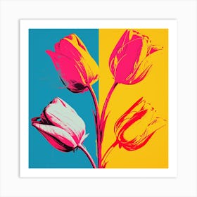 Andy Warhol Style Pop Art Flowers Tulip 1 Square Art Print