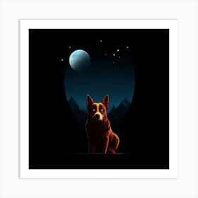 Dog At Night Art Print