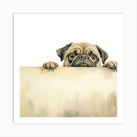 Pug Dog On A Sign 1 Art Print