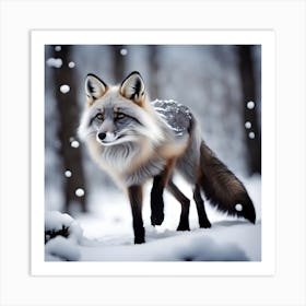 Fox In The Snow Art Print