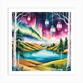 Aurora Lanterns Art Print