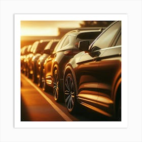 Parked Cars At Sunset Art Print