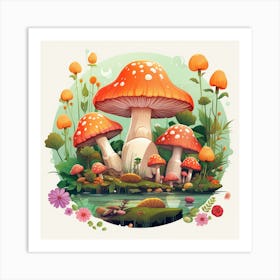 Mushroom Forest Art Print