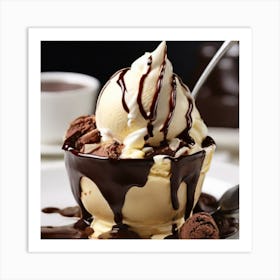 Ice Cream With Chocolate Sauce Art Print