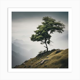 Lone Tree On Top Of Mountain 6 Art Print