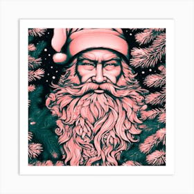 Red & Green Santa Clause Art Print