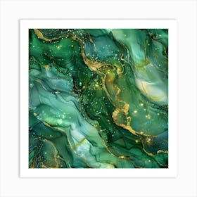 Abstract Emerald Green And Gold Art Print