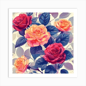 Roses Seamless Pattern Art Print