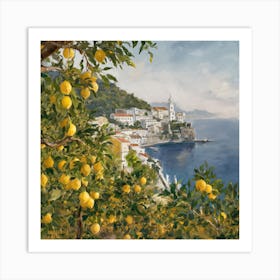 Amalfi View With Lemons Travel Painting Italy  5 Art Print