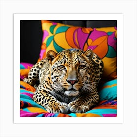 Leopard On Bed 1 Art Print