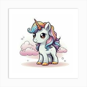 Unicorn With Rainbow Mane 6 Art Print