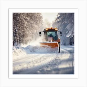 Snow Plow Driving In The Snow 4 Art Print