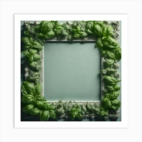 Picture Frame With Basil Leaves Art Print