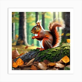 Squirrel In The Forest 388 Art Print