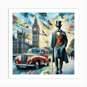 Abstract Puzzle Art English gentleman in London Art Print