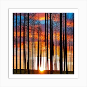 Sunset In The Forest 13 Art Print