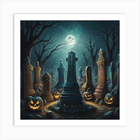 Halloween Cemetery Art Print