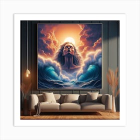 Woman In The Ocean Art Print