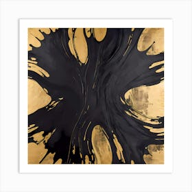 Black And Gold Abstract Painting Art Print