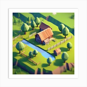 Low Poly Farm 8 Art Print