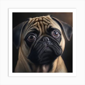 Portrait Of A Pug Art Print