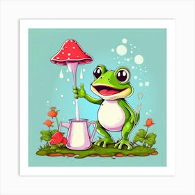 A cartoon frog 1 Art Print