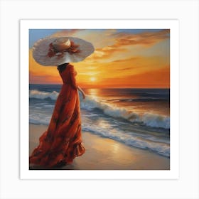 The lady in sunset 🌇  Art Print