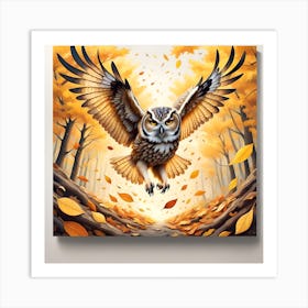 Autumn owl Art Print