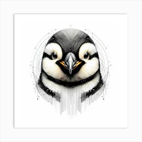 Penguin Head in Lines- Wild Bird Artwork 124 Art Print