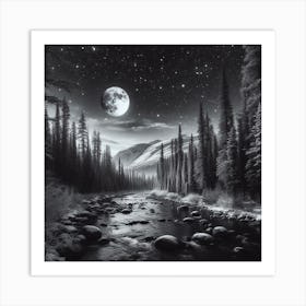 Moonlight In The Forest Art Print