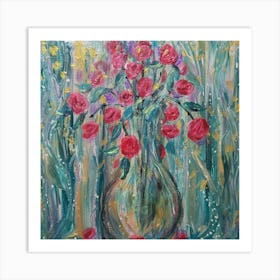 Roses In A Vase Art Print