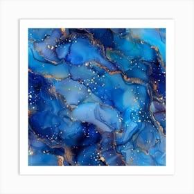 Abstract Blue And Gold Abstract Painting 1 Art Print