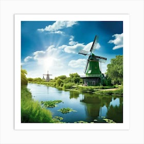 Water Green Nature View River Old Structure Light Electrical Sun Day Architecture Fauna (1) Art Print