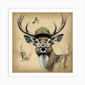 Deer With Hat 1 Art Print