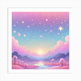 Sky With Twinkling Stars In Pastel Colors Square Composition 19 Art Print