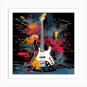 Pop Art Punk Style Bass Guitar 1 Art Print