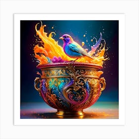 Firefly Baroque, Colorful, Paint, Pot, Infinite, Bright, Colors, Flow, Iridescent, Bird, Magic, Eyes (8) Art Print