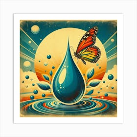 Water Drop With Butterfly 1 Art Print