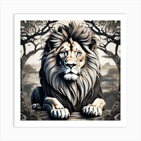 Lion In The Forest 25 Art Print