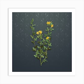 Vintage Yellow Jasmine Flowers Botanical on Slate Gray Pattern Art Print