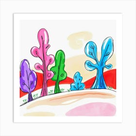 Trees In A Field Art Print