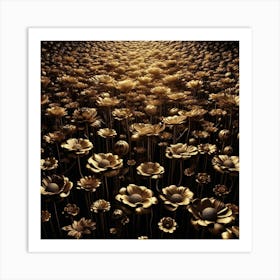 Golden Flowers 1 Art Print