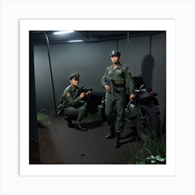 Two Soldiers In A Tunnel Art Print