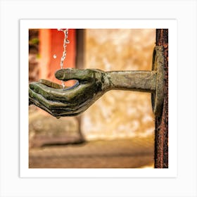 Water Fountain With Hand Art Print