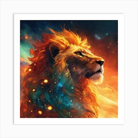 Fantasy Lion Fire Art Print
