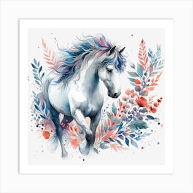 Unicorn With Flowers Art Print