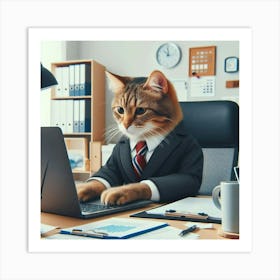 Cat In Business Suit Art Print